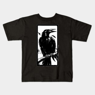 Black raven tarot card Kids T-Shirt